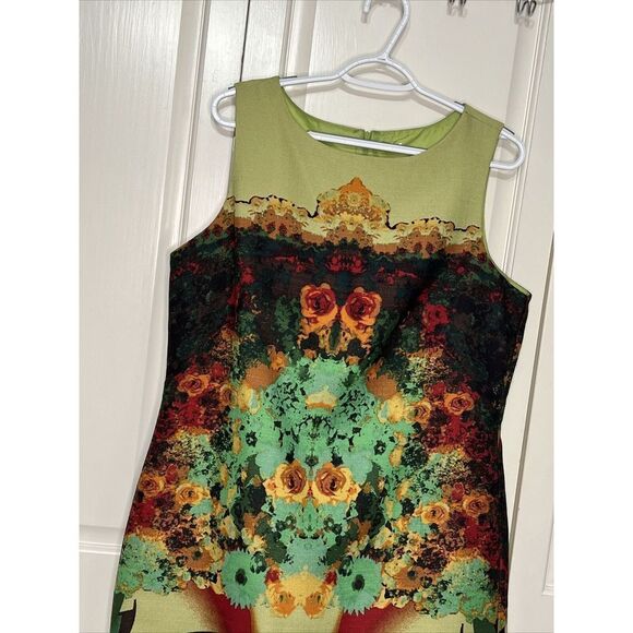 Julian Taylor Dress Green Floral Print Sleeveless Round Neck Multi-Color 14 - Picture 2 of 10